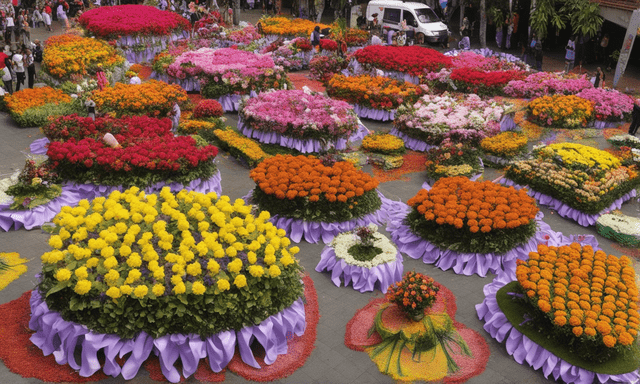 "The vibrant Colombian flower festival, Feria de las Flores, in Medellín blooms with excitement."
