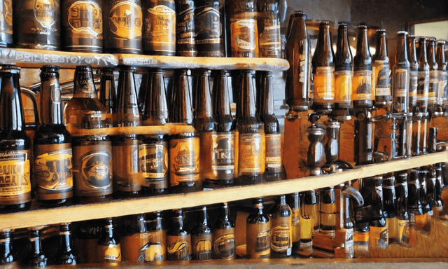 Diverse selection of craft beers at New Hampshire microbreweries.
