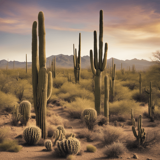 Iconic Saguaro cacti standing tall in the desert.