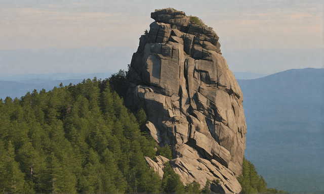 The iconic rock formation 'The Old Man in the Mountain' in New Hampshire's landscape