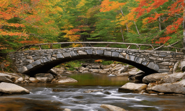 Distinctive stone bridges in New Hampshire.