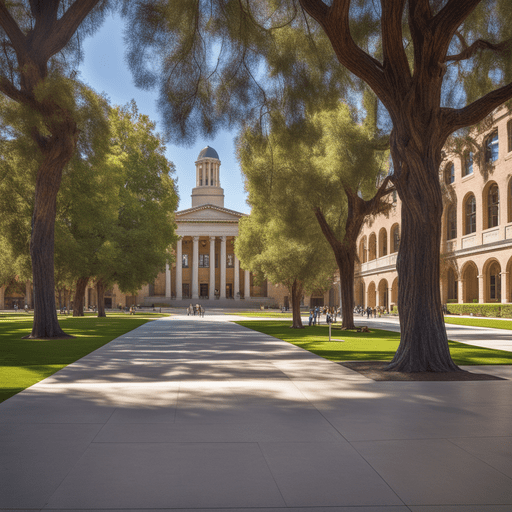 
"Lush greenery enhances the beauty of the University of California's campuses."