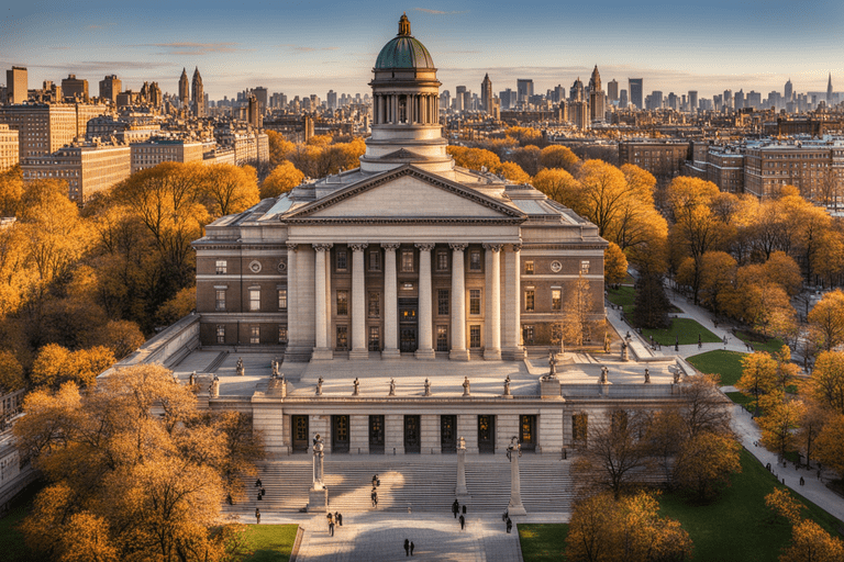 Enjoy a beautiful view of Columbia University and discover some fun facts about this iconic campus.