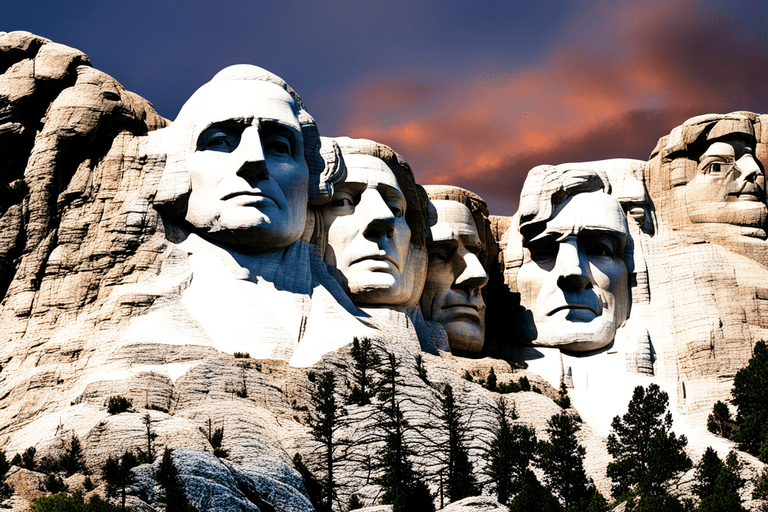 Mount Rushmore: Monument with faces of four U.S. presidents in South Dakota.