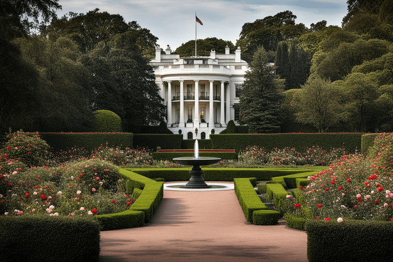 White House Rose Garden: Presidential elegance amid fragrant blossoms.