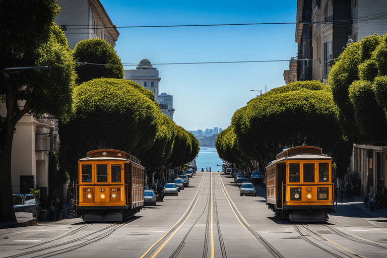 Stunning skyline of San Francisco with fun facts about its iconic landmarks.