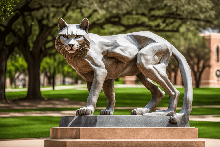 Texas University Bobcat Sculpture: Symbolic pride.