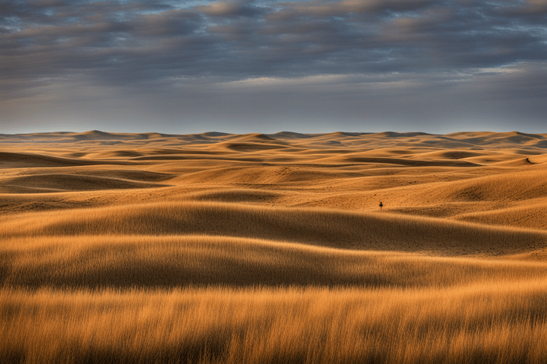 Explore Nebraska's Sandhills: vast, serene grass-covered dunes where nature thrives in tranquil beauty