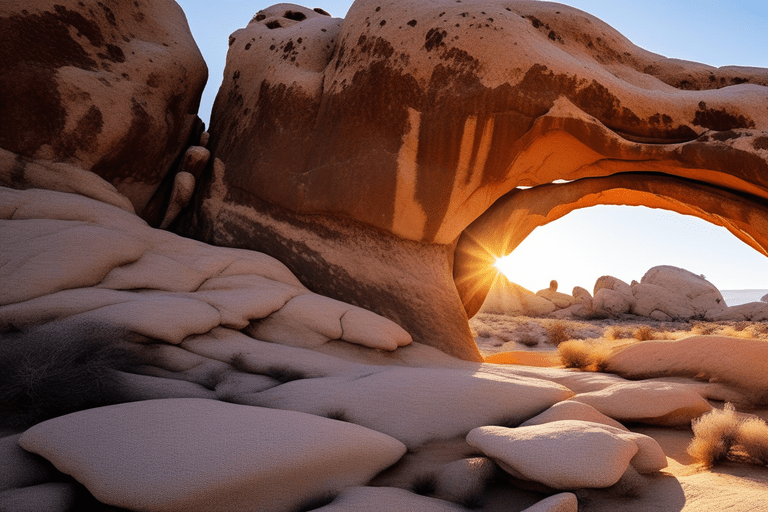 Capture the majestic beauty of Arch Rock in Joshua Tree: a hiker's paradise.