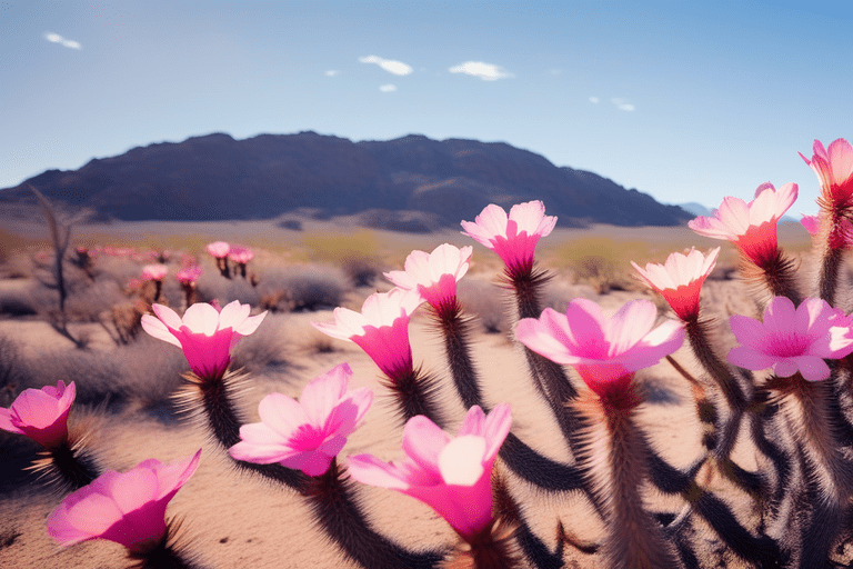 Vibrant wildflower spectacle at Joshua Tree National Park: A natural kaleidoscope.