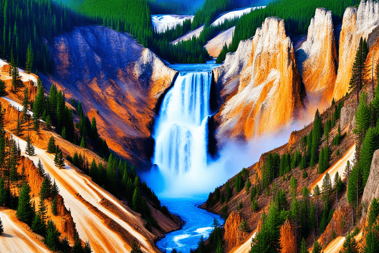 Marvel at Yellowstone's majestic waterfalls! Fun facts included in this stunning display of nature's power and beauty