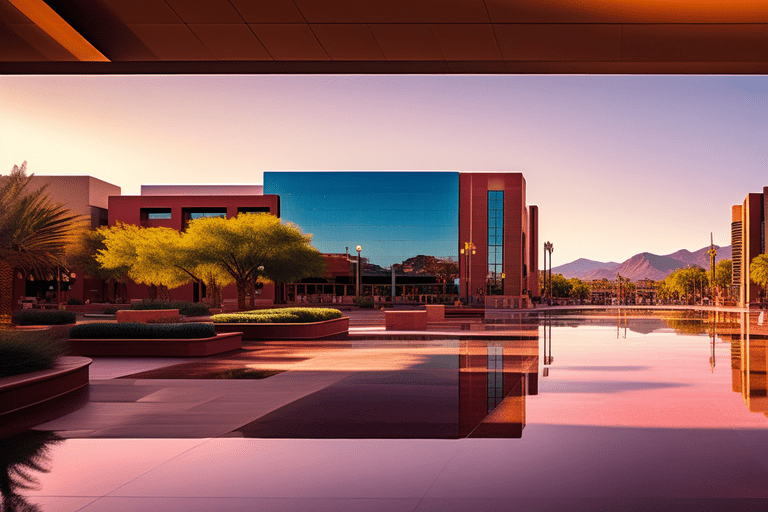 Scenic panorama showcasing Arizona State University campus with stunning architecture and vibrant surroundings.