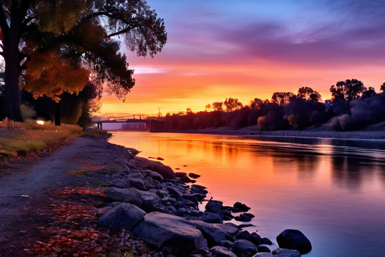 Scenic path along Sacramento River offers serene walks.